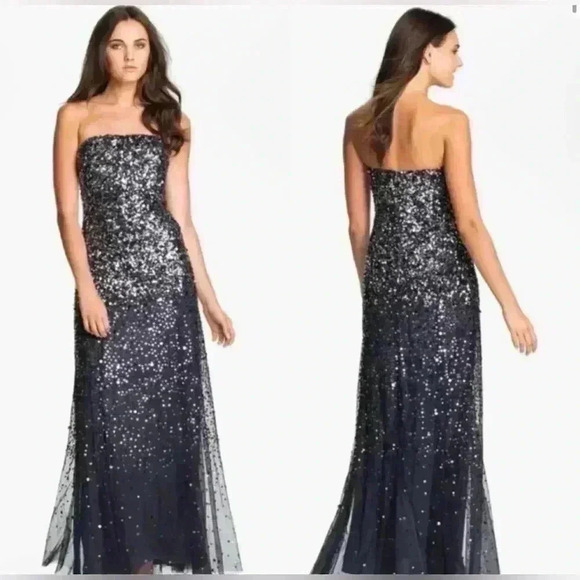 165. NWT Adrianna Papell Beaded Maxi Gown Dress size 4 - Picture 1 of 12